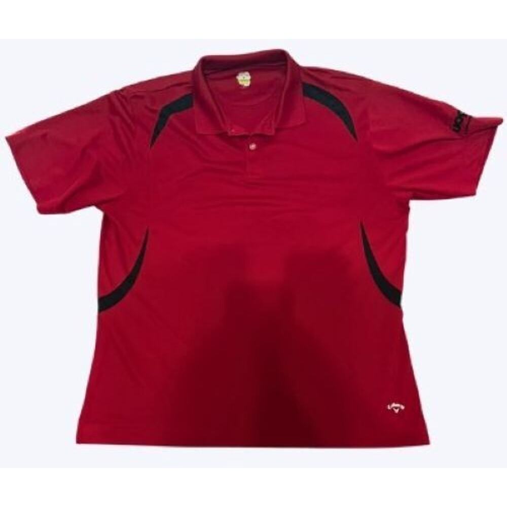 Callaway Polo Mens XL Red Golf Collared Shirt 1/4 Button Embroidery Logo